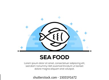 SEA FOOD AND ILLUSTRATION ICON CONCEPT