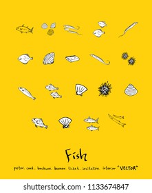 sea food illustrations / Hand drawn food ingredients - vector