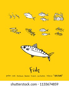 sea food illustrations / Hand drawn food ingredients - vector