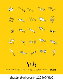 sea food illustrations / Hand drawn food ingredients - vector