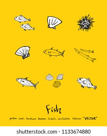 sea food illustrations / Hand drawn food ingredients - vector