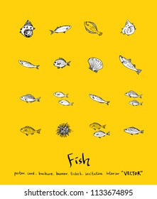 sea food illustrations / Hand drawn food ingredients - vector