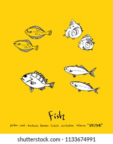sea food illustrations / Hand drawn food ingredients - vector