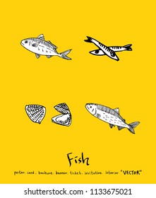 sea food illustrations / Hand drawn food ingredients - vector