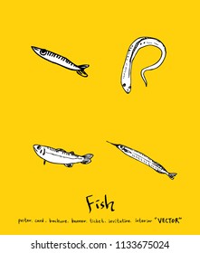 sea food illustrations / Hand drawn food ingredients - vector
