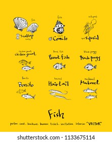 sea food illustrations / Hand drawn food ingredients - vector