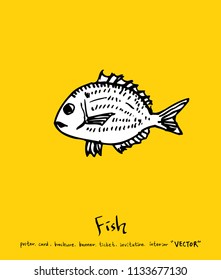 sea food illustrations / Hand drawn food ingredients - vector