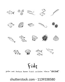 sea food illustrations / Hand drawn food ingredients - vector