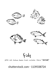 sea food illustrations / Hand drawn food ingredients - vector