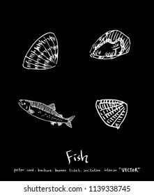 sea food illustrations / Hand drawn food ingredients - vector