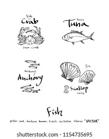 sea food illustrations / Hand drawn food ingredients - vector