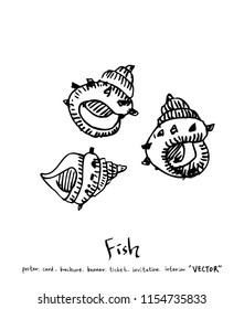 sea food illustrations / Hand drawn food ingredients - vector