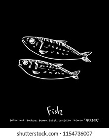sea food illustrations / Hand drawn food ingredients - vector