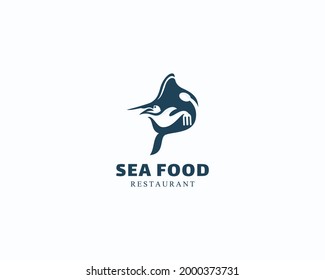 sea food logo fish creative concept design vector