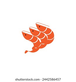 Sea food logo, logo, shrimp house of Crevette fish. symbol RESTAURANT. minimalist shrimps icon simple line logo design abstract , Meat, fish and seafood products. Marine life vector  illustration web