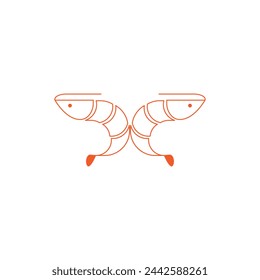 Sea food logo, logo, shrimp house of Crevette fish. symbol RESTAURANT. minimalist shrimps icon simple line logo design abstract , Meat, fish and seafood products. Marine life vector  illustration web