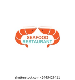 Sea food logo, logo, shrimp house of Crevette fish. symbol RESTAURANT. minimalist shrimps icon simple line logo design abstract , Meat, fish and seafood products. Marine life vector  illustration web