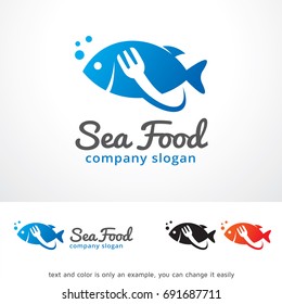 Sea Food Logo Template Design Vector, Emblem, Design Concept, Creative Symbol, Icon