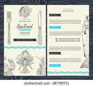 Sea food menu, sea food hand drawn vintage sketch 