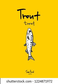Sea food menu illustrations / Hand drawn food ingredients - vector