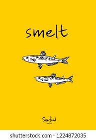 Sea food menu illustrations / Hand drawn food ingredients - vector