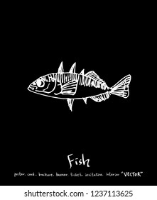 Sea food menu illustrations / Hand drawn food ingredients - vector