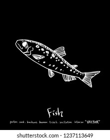 Sea food menu illustrations / Hand drawn food ingredients - vector
