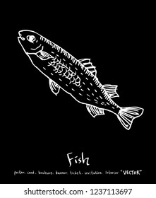 Sea food menu illustrations / Hand drawn food ingredients - vector