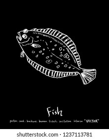 Sea food menu illustrations / Hand drawn food ingredients - vector