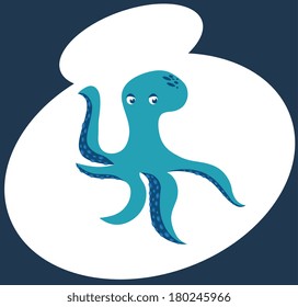 sea food octopus cartoon design over blue background vector illustration