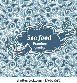 Sea food. octopus tentacles - pattern. Hand drawn illustration