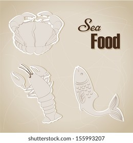 sea food over beige background vector illustration 