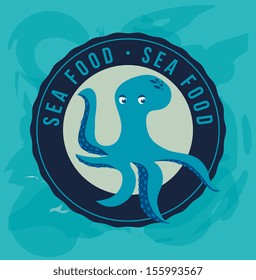 sea food over blue background vector illustration 