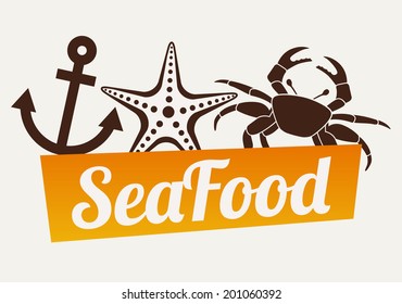 sea food over white  background vector illustration