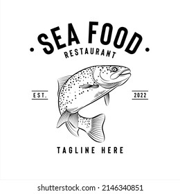 Sea food restaurant logo, company logo design idea, vector illustration