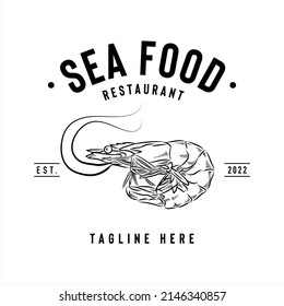 Sea food restaurant logo, company logo design idea, vector illustration