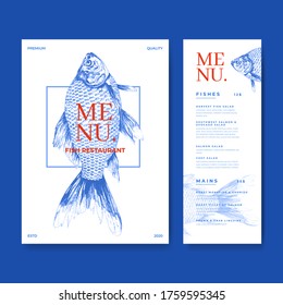 Sea food restaurant menu template. Hand drawn restaurant menu template