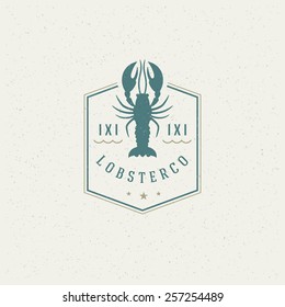 Sea food Restaurant Shop Design Element in Vintage Style for Logotype, Label, Badge, T-shirts and other design. Lobster retro vector illustration.