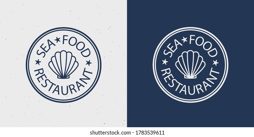 Sea food restaurant vector logo for business card, ad, menu. Logotype template for fish place or crab shack. Brand identity for clams stand or sea food buffet. Flyer for traditional marine dish bar.