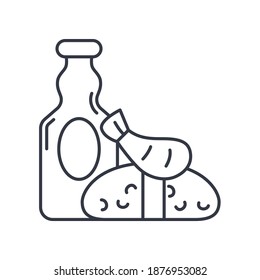 Sea food sauce icon, linear isolated illustration, thin line vector, web design sign, outline concept symbol with editable stroke on white background.