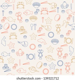 Sea food seamless pattern