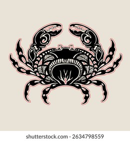 sea food sea shell crab star summer vibe vector illustration brush effect print blue background embroidery cute sea 