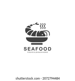 Sea food simple flat logo vector illustration