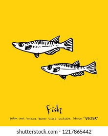 Sea food sketch / Hand drawn food ingredients - vector