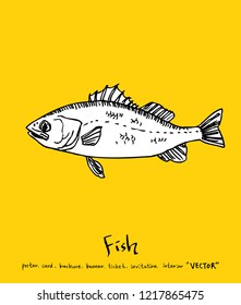 Sea food sketch / Hand drawn food ingredients - vector