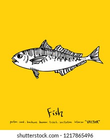 Sea food sketch / Hand drawn food ingredients - vector