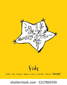 Sea food sketch / Hand drawn food ingredients - vector