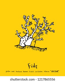 Sea food sketch / Hand drawn food ingredients - vector