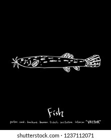 Sea food sketch / Hand drawn food ingredients - vector