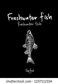 Sea food sketch / Hand drawn food ingredients - vector